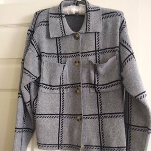 Lovely Grey,,/Black Cardigan Sweater New